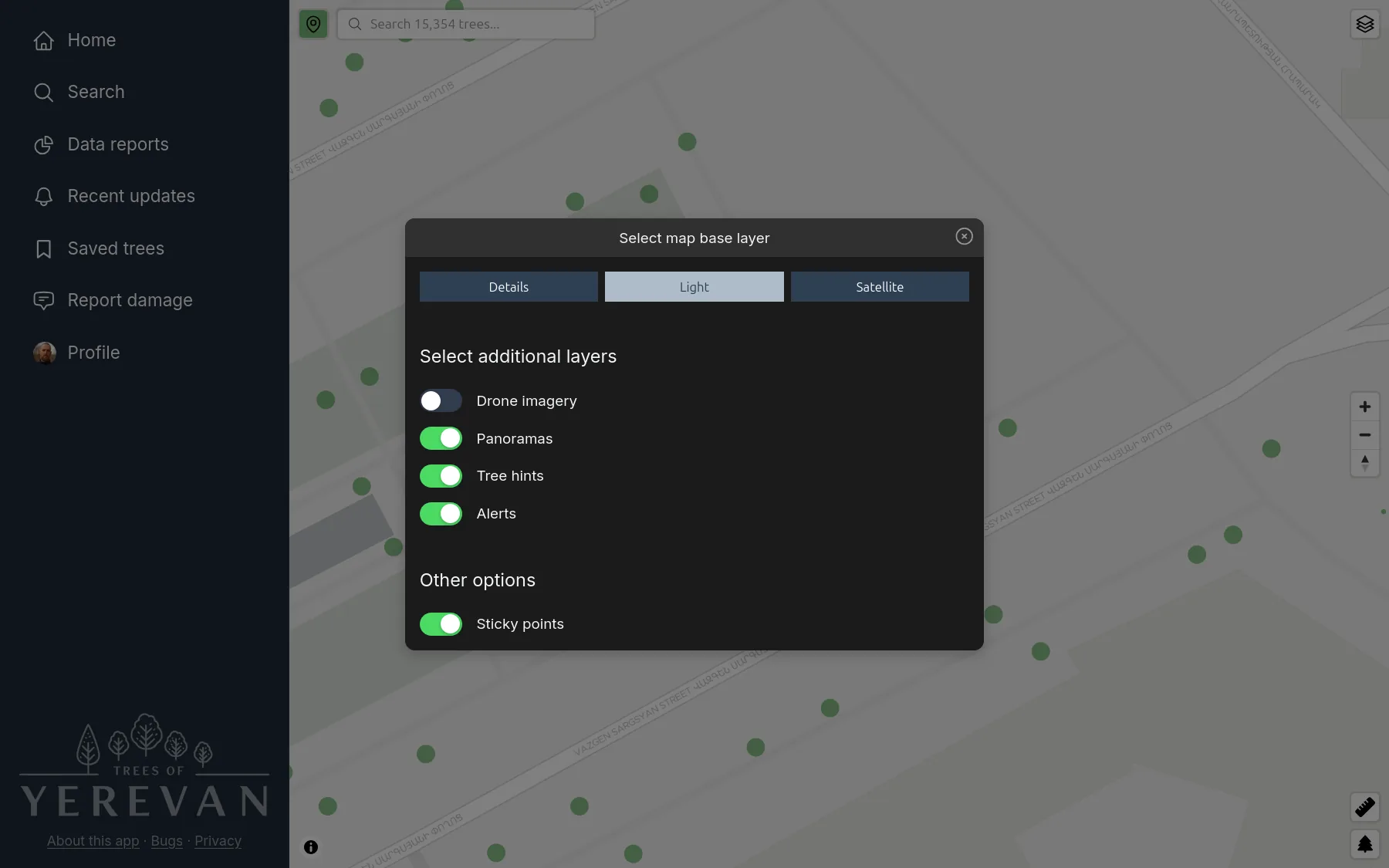 Map layer settings