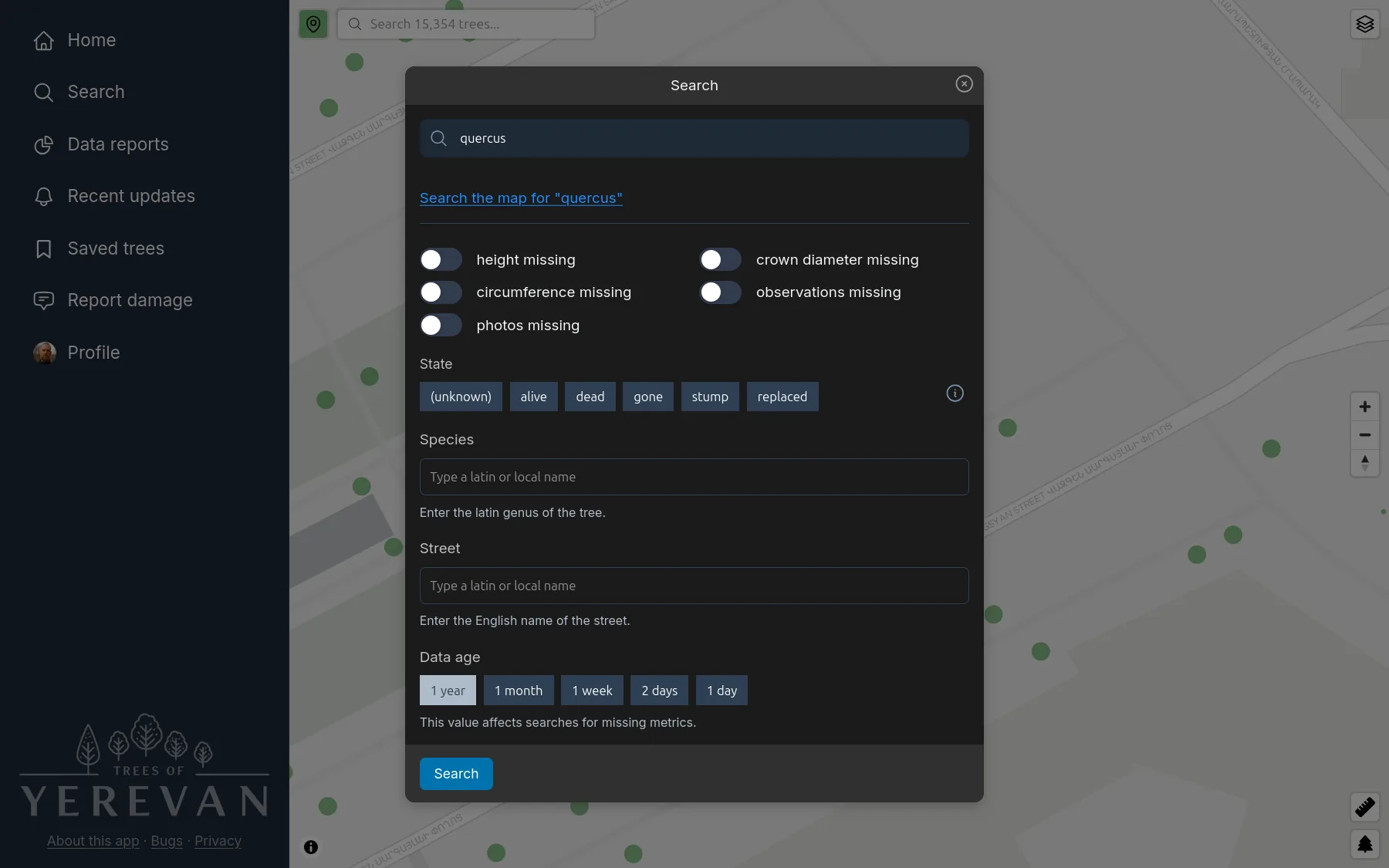 Advanced search form